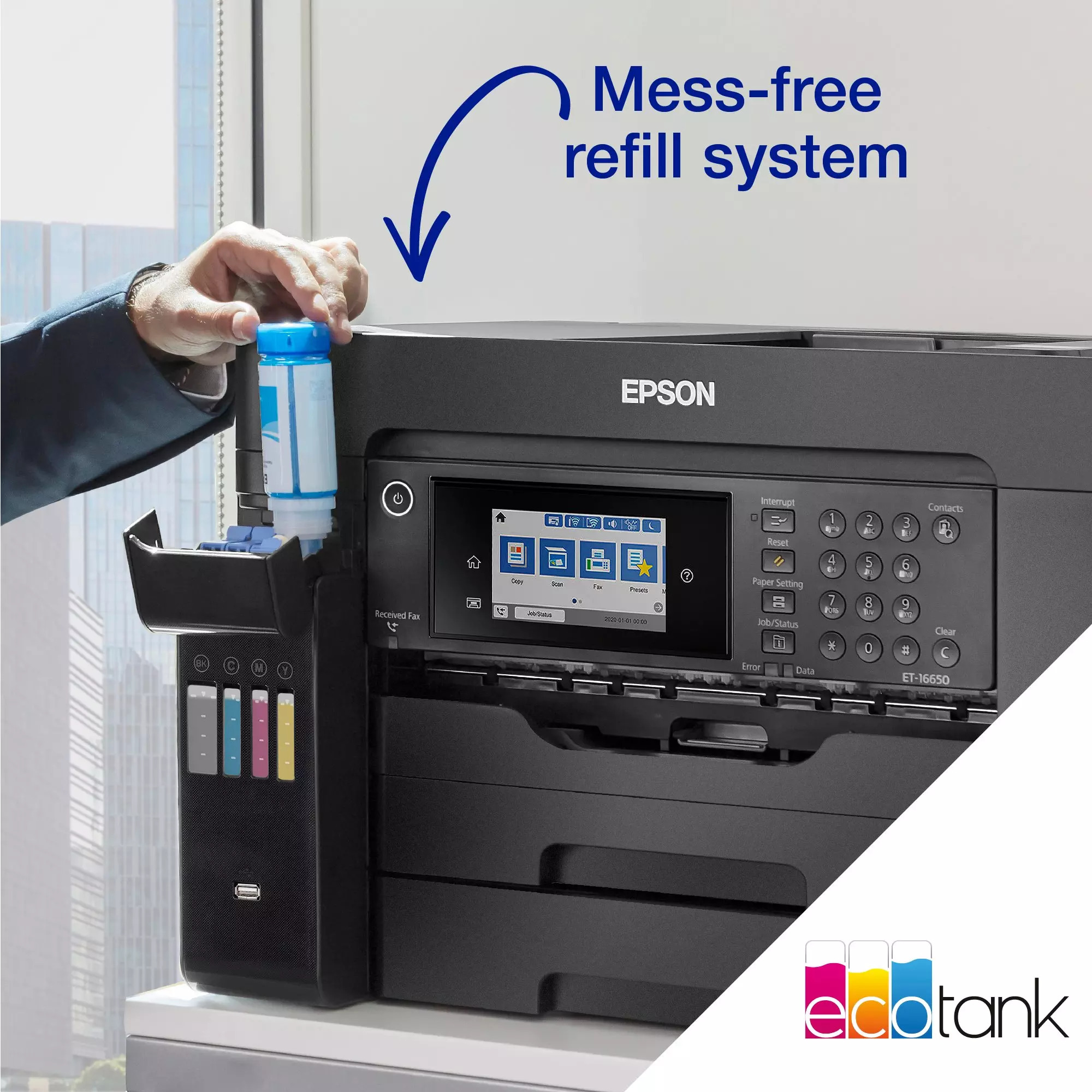 Epson EcoTank L15150 MEAF printer with A3 duplex printing, refillable ink tanks, and wireless connectivity for efficient office printing in Kenya.