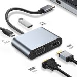 UGREEN CM162 4-in-1 USB-C to HDMI VGA USB 3.0 Adapter with 100W PD – Space Gray (50505) - Image 3