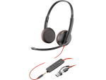 Poly Blackwire 3225 Stereo USB-C Headset with 3.5mm Jack + USB-C/A Adapter – Noise-Canceling, UC-Ready