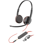 Poly Blackwire 3225 Stereo USB-C Headset with 3.5mm Jack + USB-C/A Adapter – Noise-Canceling, UC-Ready